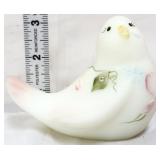 Fenton white satin dewdrops bird figure