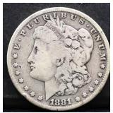 1881S Morgan silver dollar