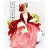 Royal Daulton 5in Lydia sitting figure in red