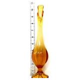 MCM LE Smith 10.4in amber petal base vase