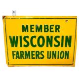 Vtg metal 13.75x10 Wisconsin Farmers Union sign