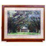Framed 31x25in house in woods art NO SHIP