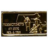 1 troy ounce Massachusetts state silver bar