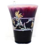 Fenton plum opalescent optic scroll vase