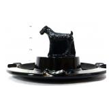 Vntg Greensburg black glass terrier ashtray