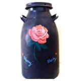 Vintage black milk can with roses