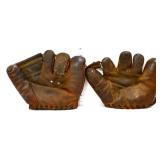 Lot of 2 vintage leather baseball gloves
