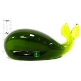 Rainbow art glass olive green whale figure