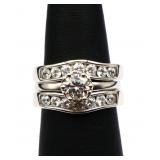 Sterling white sapphire wedding set, lab created