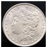 1887 Morgan silver dollar