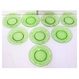 Lot of 8 green depression etched plates