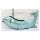 MCM blue iridescent koi fish planter