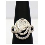 Sterling white sapphire oval pave ring, lab made