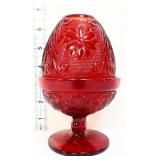 Vntg amberina flash sandwich glass fairy lamp