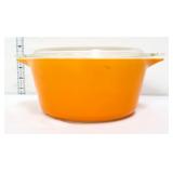 Vntg Pyrex #474 orange round dish w/ lid
