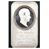 1oz Calvin Coolidge silver bar