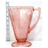 Vntg pink depression poinsettia 8in pitcher