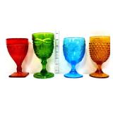 Lot of 5 colorful glass stemware