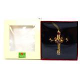 Manchester Square jeweled cross ornament in box