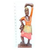 Carved wood 15in African folk art lady figure