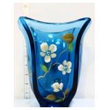 Fenton indigo butterfly minnet square vase
