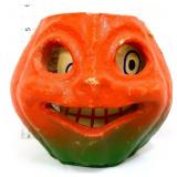 Vtg 5in paper mache pumpkin Halloween lantern