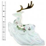Fenton iridescent reindeer figure w/ brass antlers