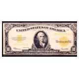 1922 $10 gold certificate paper note