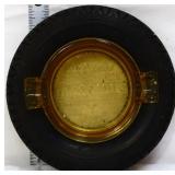 Vntg Firestone tire adv ashtray w/ yellow insert
