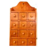 Vintage wood 12 drawer hanging spice cabinet