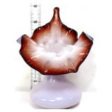 Vntg white/brown 6in jack in pulpit vase
