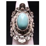 Oval turquoise ring, lab created