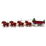 Cast iron horse drawn beer wagon