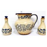 3 piece Lidia pitcher with oil/vinegar bottles