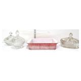 4 piece estate lot, inc clear candy dishes