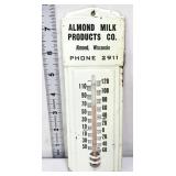 Vntg metal Almond Milk Products, WI thermometer