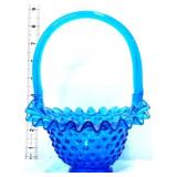 Fenton blue hobnail basket