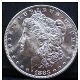 1883 Morgan silver dollar