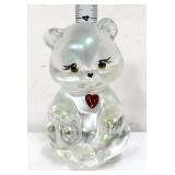 Fenton clear iridescent teddy bear w/ red heart