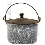 Vintage granite pot with lid