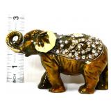 Painted enamel elephant figural ring box