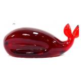 Rainbow art glass red whale figure