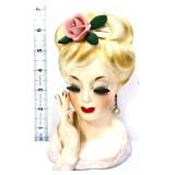 Vntg 7in Napco blonde lady head vase see pics