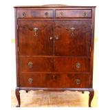 1920s 4 drawer, 2 door gentlemens chest