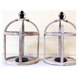 Pair wood candle lanterns NO SHIPPING