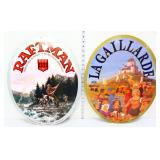 Lot of 2 vntg oval cardstock beer signs