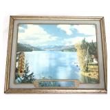 Vntg Wooten Auto Service therm w/ lake scene