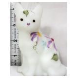 Fenton white satin dewdrops cat figure