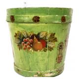 Vintage green wood banded bucket