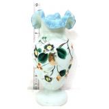 Vntg cased 9in floral vase